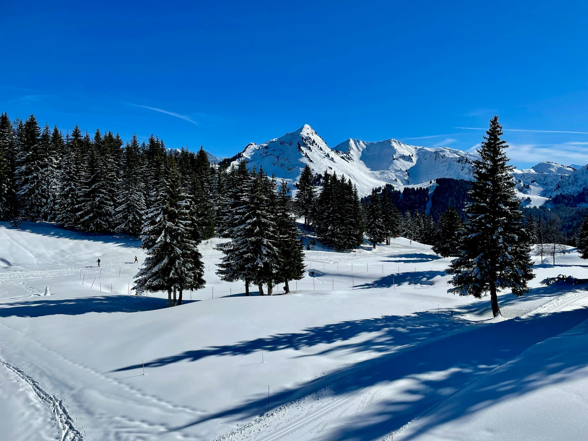 Vue sur le village des Gets depuis les pistes